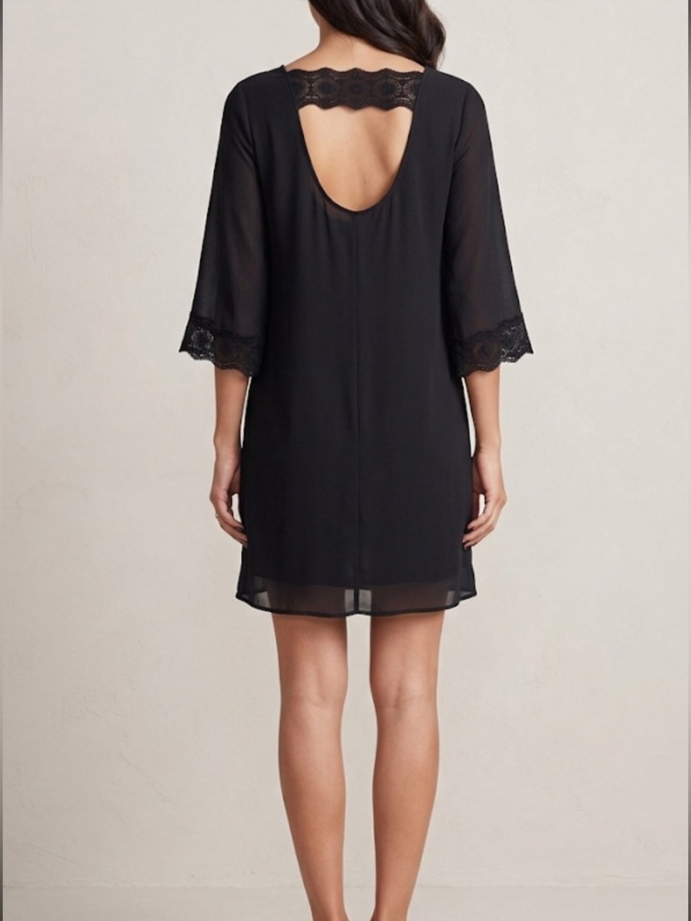 DANIEL RAINN Lace Trim Cutout Back Shift Dress